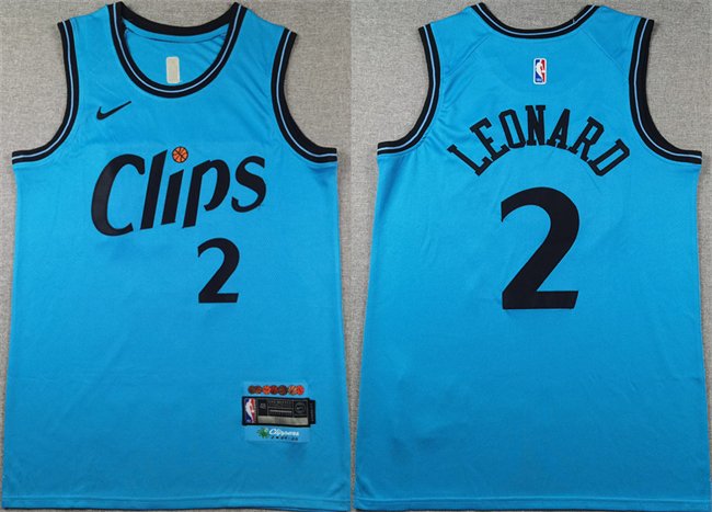 Men's Los Angeles Clippers #2 Kawhi Leonard Light Blue 2024 City Edition Stitched Jersey