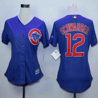 Cubs #12 Kyle Schwarber Blue Alternate Women's Stitched MLB Jersey