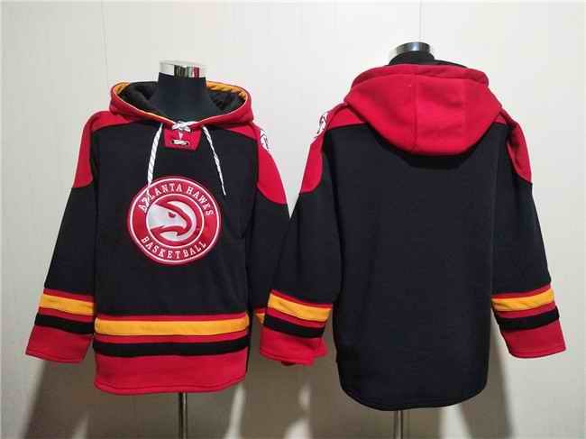 Men's Atlanta Hawks Blank Black/Red Lace-Up Pullover Hoodie