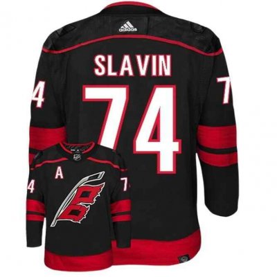 Men's Carolina Hurricanes #74 Jaccob Slavin Black Stitched Jersey