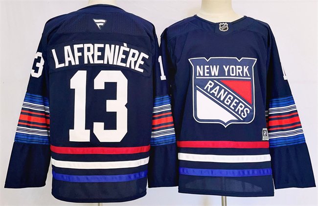 Men's New York Rangers #13 Alexis Lafreniere Navy 2024-25 Stitched Jersey