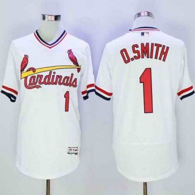 Cardinals #1 Ozzie Smith White Flexbase Authentic Collection Cooperstown Stitched MLB Jersey