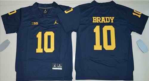 Wolverines #10 Tom Brady Navy Blue Jordan Brand Stitched Youth NCAA Jersey