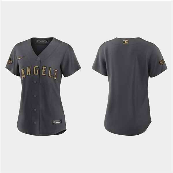 Women's Los Angeles Angels Blank 2022 All-Star Charcoal Stitched Baseball Jersey(Run Small)