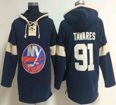 New York Islanders #91 John Tavares Dark Blue Pullover NHL Hoodie