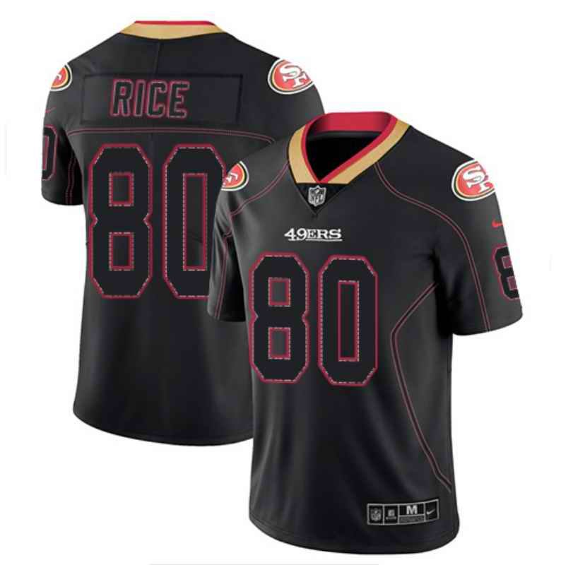 Men's San Francisco 49ers #80 Jerry Rice Lights Out Black Color Rush Limited Jersey