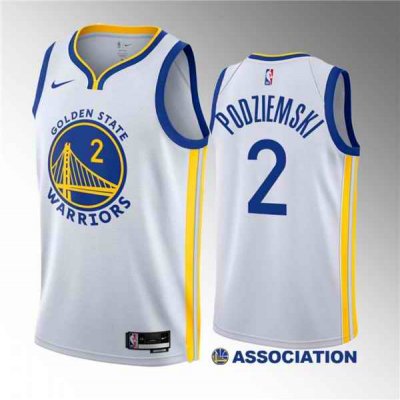 Men's Golden State Warriors #2 Brandin Podziemski White 2023 Draft Association Edition Swingman Stitched Basketball Jersey