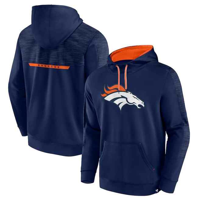 Men's Denver Broncos Navy Defender Evo Pullover Hoodie