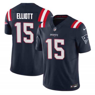 Men's New England Patriots #15 Ezekiel Elliott Navy 2023 F.U.S.E. Vapor Limited Stitched Football Jersey