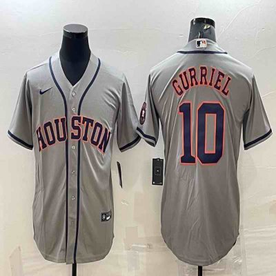 Men's Houston Astros #10 Yuli Gurriel Gray With Patch Cool Base Stitched Jersey