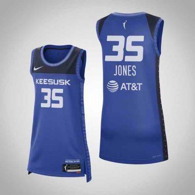 Women Connecticut Sun #35 Jonquel Jones 2021 Royal Rebel Edition Stitched Jersey