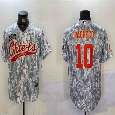 Men's Kansas City Chiefs #10 Isiah Pacheco 2024 Arctic Camo Salute to Service Stitched Baseball Jersey