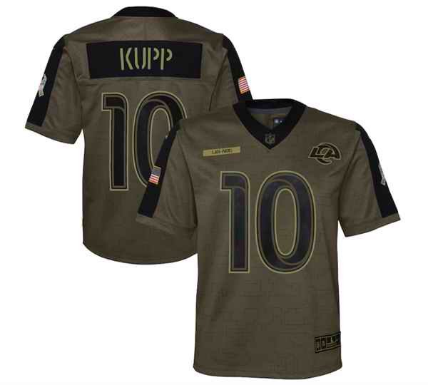 Youth Los Angeles Rams #10 Cooper Kupp 2021 Olive Salute To Service Limited Stitched Jersey