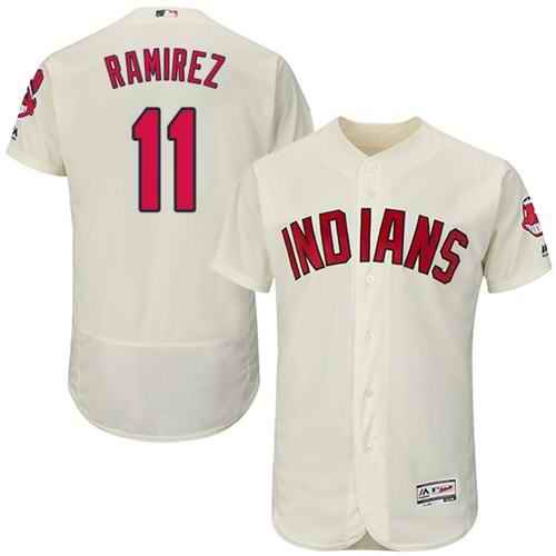 Indians #11 Jose Ramirez Cream Flexbase Authentic Collection Stitched MLB Jersey