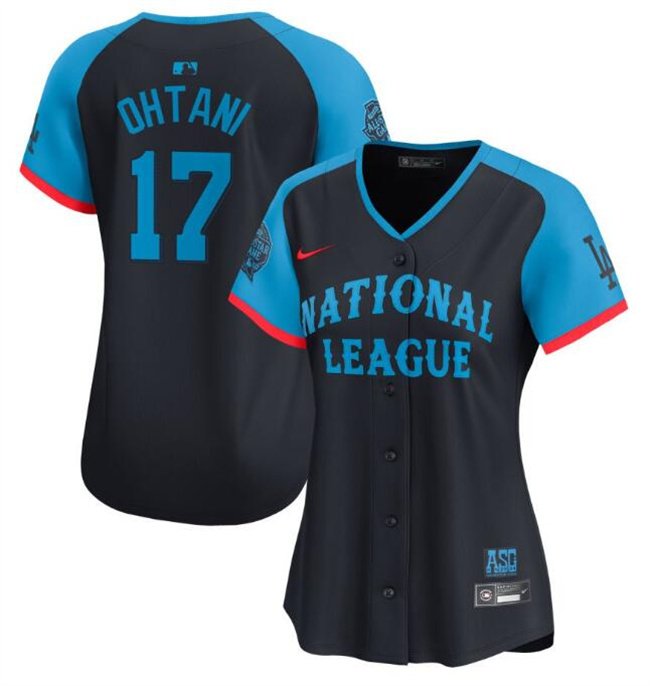 Women's National League #17 Shohei Ohtani Navy 2024 All-Star Limited Stitched Baseball Jersey(Run Small)