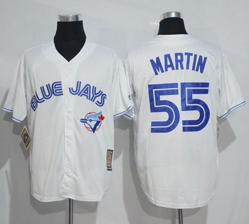 Blue Jays #55 Russell Martin White Cooperstown Throwback Stitched MLB Jersey