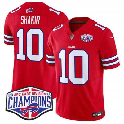 Men's Buffalo Bills #10 Khalil Shakir Red F.U.S.E. 2024 AFC East Division Champions Vapor Limited Stitched Football Jersey