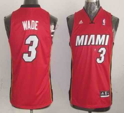 Heat #3 Dwyane Wade Red Stitched Youth NBA Jersey