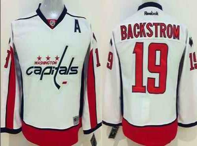 Capitals #19 Nicklas Backstrom White Stitched Youth NHL Jersey