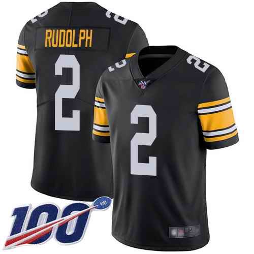 Men's Pittsburgh Steelers #2 Mason Rudolph 2019 100th season Black Vapor Untouchable Limited Stitched NFL Jersey