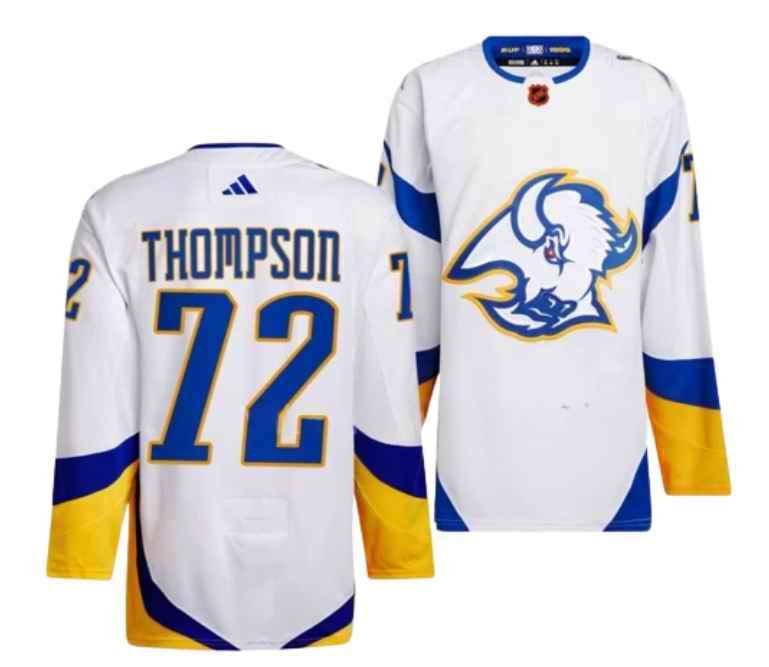 Men's Buffalo Sabres #72 Tage Thompson White 2022/23 Reverse Retro Stitched Jersey