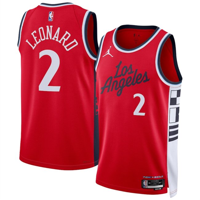 Men's Los Angeles Clippers #2 Kawhi Leonard Red 2024/25 Statement Edition Stitched Jersey