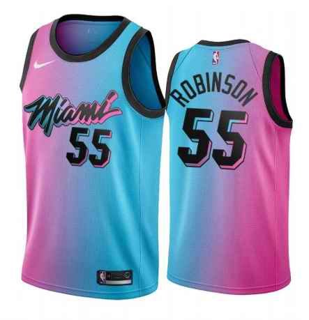 Men's Miami Heat #55 Duncan Robinson 2020-21 Blue/Pink City Edition Stitched Jersey