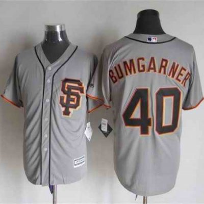 Giants #40 Madison Bumgarner Grey Road 2 New Cool Base Stitched MLB Jersey