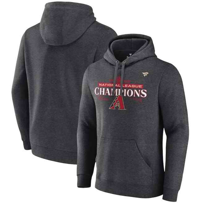 Men's Arizona Diamondbacks Heather Charcoal 2023 National League Champions Locker Room Pullover Hoodie