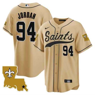 Men's New Orleans Saints #94 Cameron Jordan Gold 1987 Legacy Cool Base Stitched Baseball Jersey