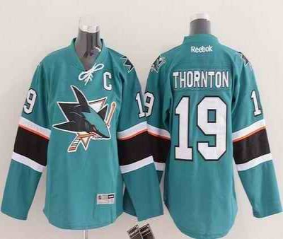 Sharks #19 Joe Thornton Green Stitched Youth NHL Jersey