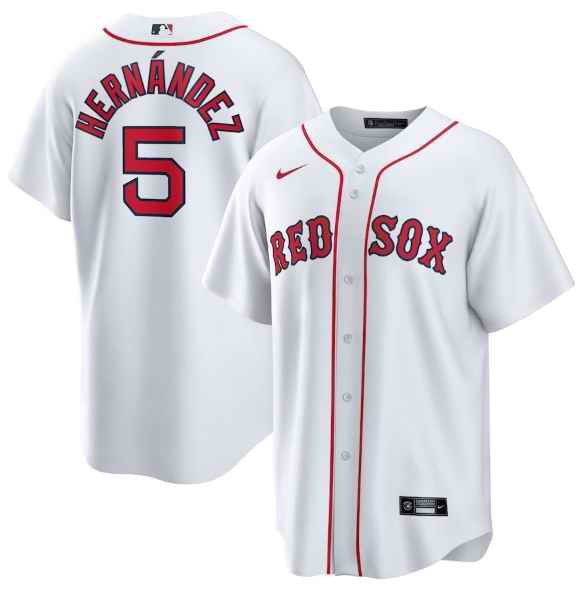 Men's Boston Red Sox #5 Kik' Hern'ndez White Cool Base Stitched Baseball Jersey