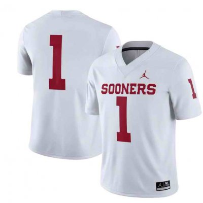 Men's Oklahoma Sooners #1 White Away Game Jersey