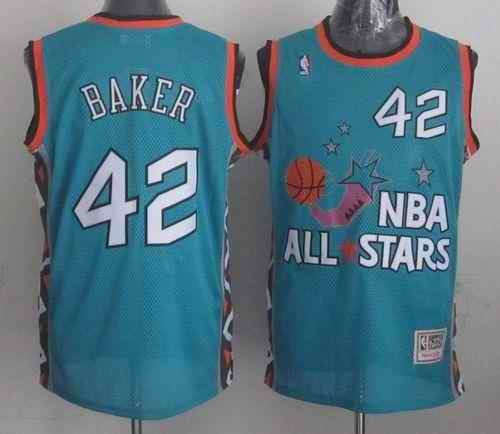 Mitchell And Ness Bucks #42 Vin Baker Light Blue 1996 All star Stitched NBA Jersey