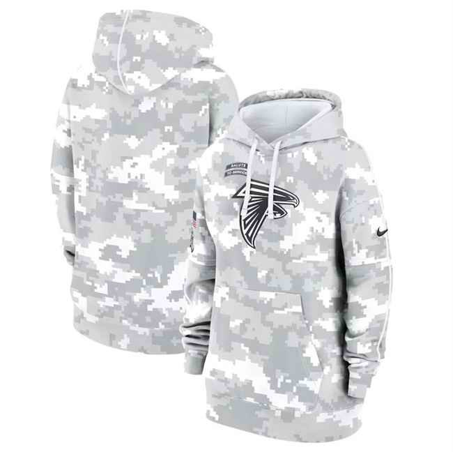 Women's Atlanta Falcons 2024 Arctic Camo Salute To Service Club Fleece Pullover Hoodie(Run Small)