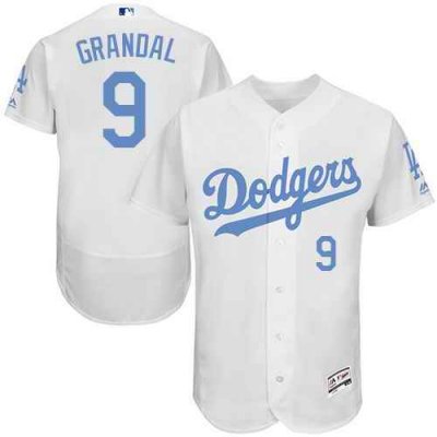 Dodgers #9 Yasmani Grandal White Flexbase Authentic Collection 2016 Father's Day Stitched MLB Jersey