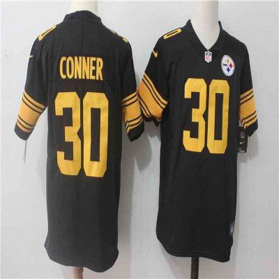 Men's Nike Pittsburgh Steelers #30 James Conner Black Stitched NFL Limited Rush Jersey