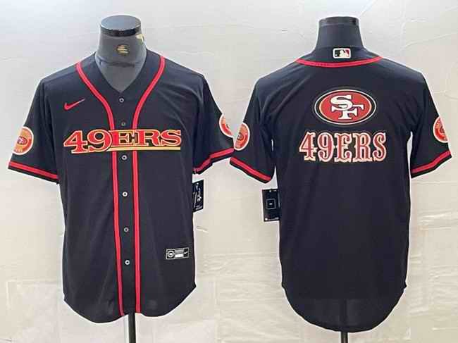 Men's San Francisco 49ers Black Team Big Logo With Patch Cool Base Stitched Baseball Jersey