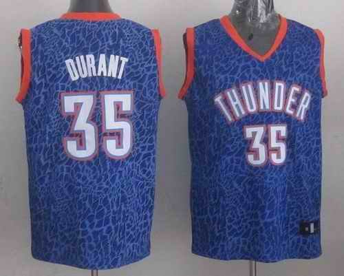 Thunder #35 Kevin Durant Blue Crazy Light Stitched NBA Jersey