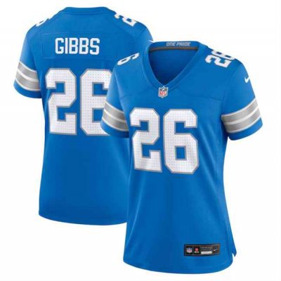 Women's Detroit Lions #26 Jahmyr Gibbs Blue 2024 Stitched Jersey(Run Smaller)