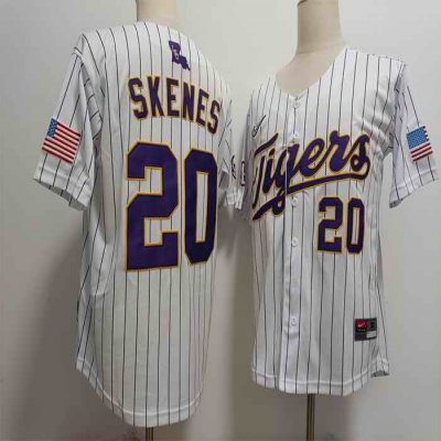 Men's LSU Tigers #20 Paul Skenes White Stitched Jersey