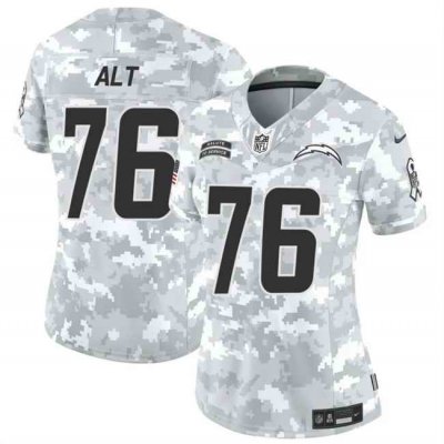 Women's Los Angeles Chargers #76 Joe Alt 2024 F.U.S.E Arctic Camo Salute to Service Limited Stitched Football Jersey(Run Small)