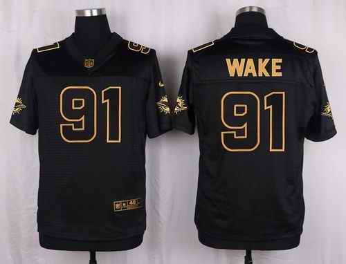 Nike Dolphins #91 Cameron Wake Black Men's Stitched NFL Elite Pro Line Gold Collection Jersey