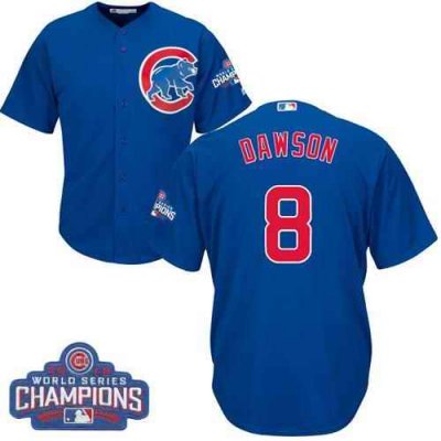 Cubs #8 Andre Dawson Blue Alternate 2016 World Series Champions Stitched Youth MLB Jersey