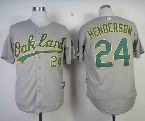 Athletics #24 Rickey Henderson Grey Cool Base Stitched MLB Jersey