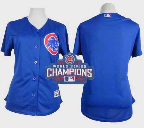 Cubs Blank Blue Alternate 2016 World Series Champions Women's Stitched MLB Jersey