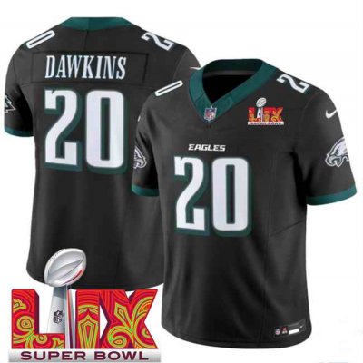 Men's Philadelphia Eagles #20 Brian Dawkins Black 2025 Super Bowl LIX Patch New F.U.S.E. Vapor Limited Stitched Football Jersey