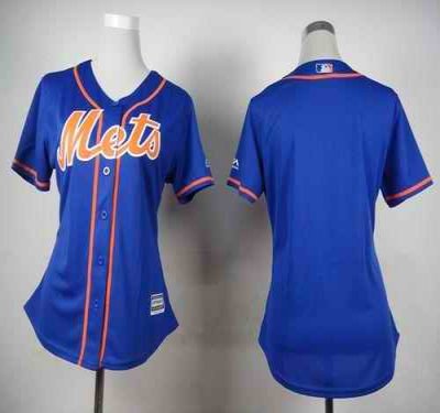 Mets Blank Blue Alternate Women's Stitched MLB Jersey