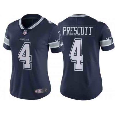 Women's Dallas Cowboys #4 Dak Prescott Navy Vapor Untouchable Limited Stitched Jersey(Run Small'