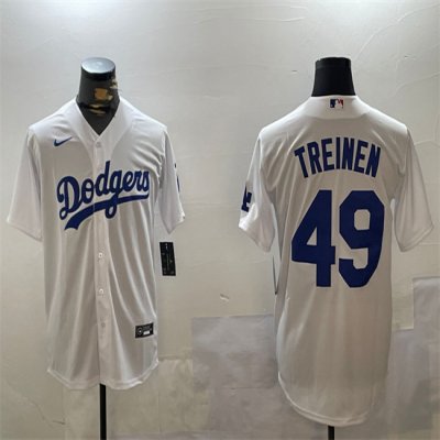 Men's Los Angeles Dodgers #49 Blake Treinen White Cool Base Stitched Baseball Jersey